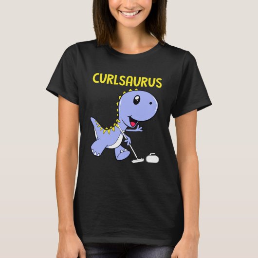 Curlsaurus Dinosaur Curling Sport Costume T-shirt (Voorkant)