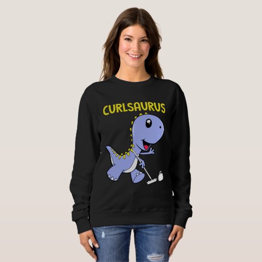 Curlsaurus  Dinosaur  Curling Sport Costume Trui (Voorkant volledig)