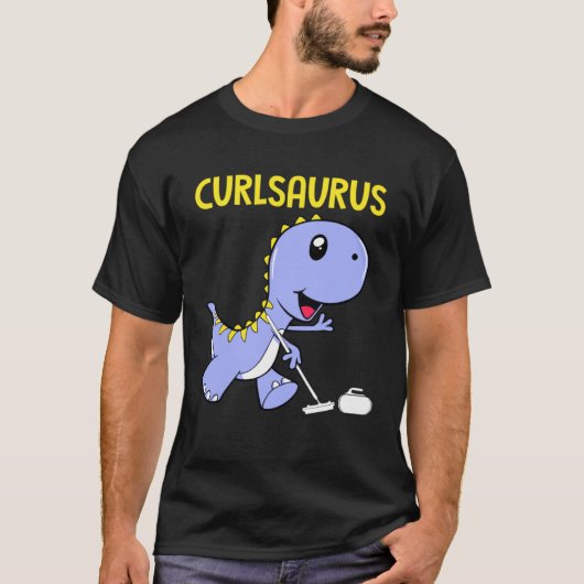 Curlsaurus Dinosaur Curling Sport Kostuum T-shirt (Voorkant)