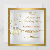 Curly 50 & Fantastic White Gold Birthday Party Kaart (Achterkant)