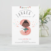 Curly Ballerina 3e verjaardag zwart meisje Kaart (Staand voorkant)