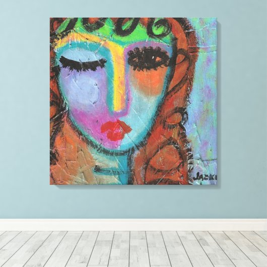 Curly Bangs Abstract Acrylverf op OSB Canvas Afdruk (Insitu (Houten vloer))