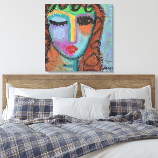 Curly Bangs Abstract Acrylverf op OSB Canvas Afdruk (Insitu (Slaapkamer))