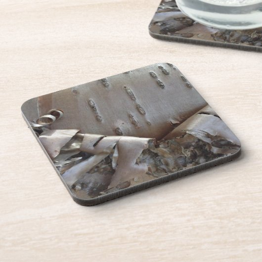 Curly Birch Bark Tree Rustic Bier Onderzetter (Linkerzijde)