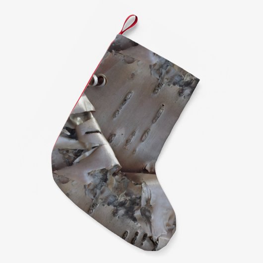 Curly Birch Bark Tree Rustic Kleine Kerstsok (Voorkant (Hangend))