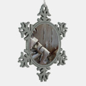 Curly Birch Bark Tree Rustic Tin Sneeuwvlok Ornament (Links)
