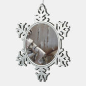 Curly Birch Bark Tree Rustic Tin Sneeuwvlok Ornament (Rechts)