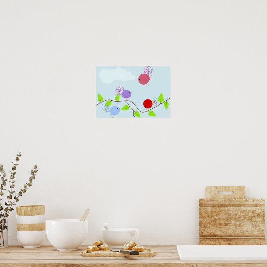 Curly Birdies 1 Poster (Keuken)