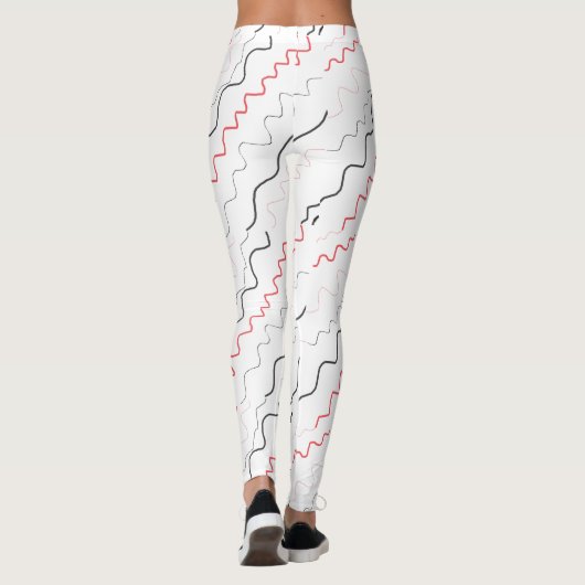 Curly Black en Red Squiggly Lines Leggings (Achterkant)