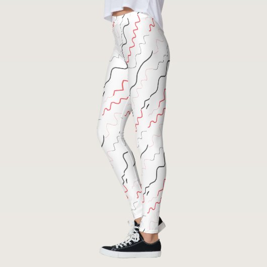 Curly Black en Red Squiggly Lines Leggings (Links)