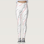 Curly Black en Red Squiggly Lines Leggings (Voorkant)