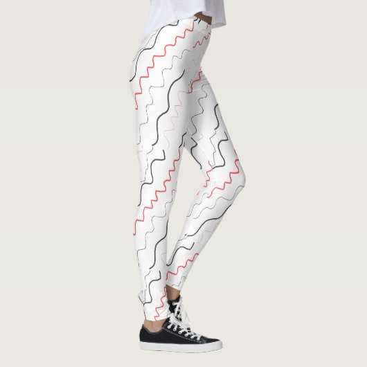 Curly Black en Red Squiggly Lines Leggings (Rechts)