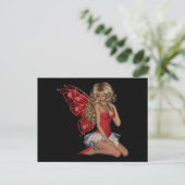 Curly Blond 3D-vet in roze Briefkaart (Staand voorkant)