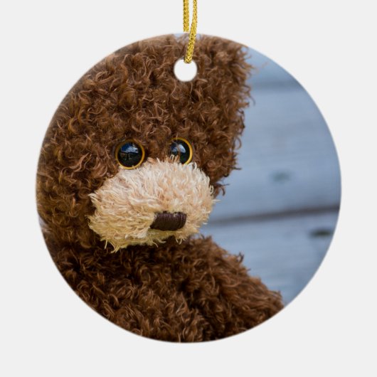 Curly Brown Teddy Bear Keramisch Ornament (Voorkant)