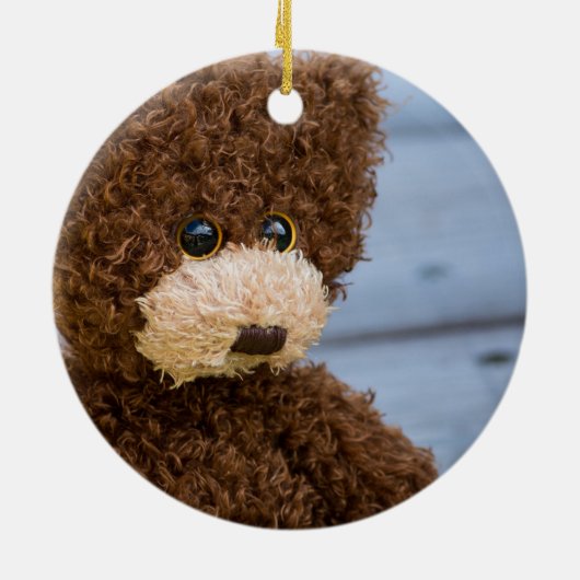 Curly Brown Teddy Bear Keramisch Ornament (Achterkant)