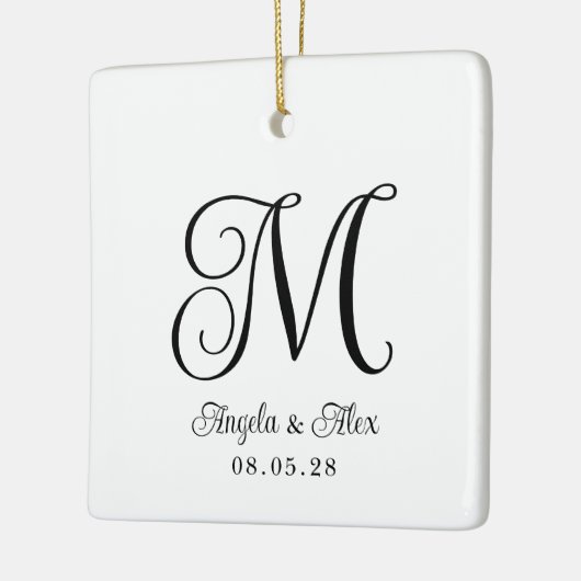Curly Bruiloft Monogram Foto Keramisch Ornament (Links)
