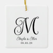 Curly Bruiloft Monogram Foto Keramisch Ornament (Voorkant)