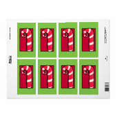 Curly Candy Cane groene Sticker Label (Full Sheet)