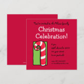 Curly Candy Cane red Kerstparty uitnodiging (Voorkant / Achterkant)