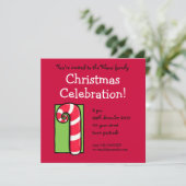 Curly Candy Cane red Kerstparty uitnodiging (Staand voorkant)