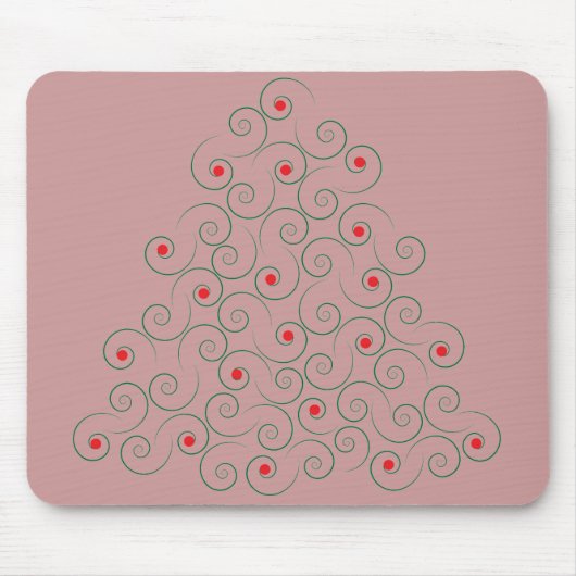 Curly Christmas Tree Pink Muismat (Voorkant)