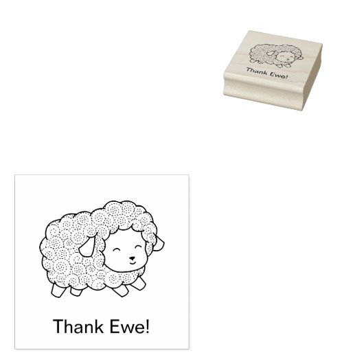 Curly Coat bedankt Ewe (jullie) Sheep Rubberstempel (Gestempeld)