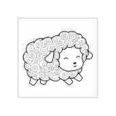 Curly Coat Happy Little Sheep Ewe Rubberstempel (Afrduk)