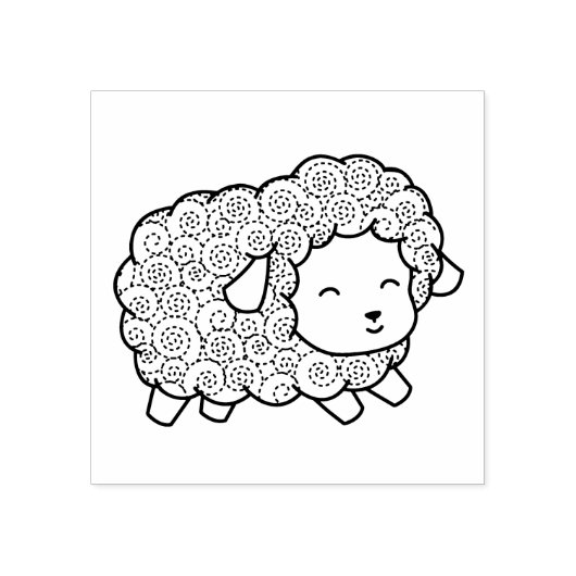 Curly Coat Happy Little Sheep Ewe Rubberstempel (Afrduk)