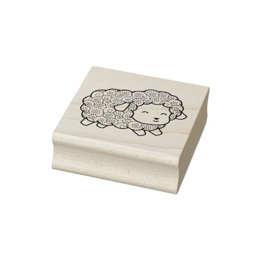 Curly Coat Happy Little Sheep Ewe Rubberstempel (Stempel)