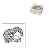 Curly Coat Happy Little Sheep Ewe Rubberstempel (Gestempeld)