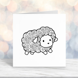Curly Coat Little Sheep Ewe Zelfinktende Stempel