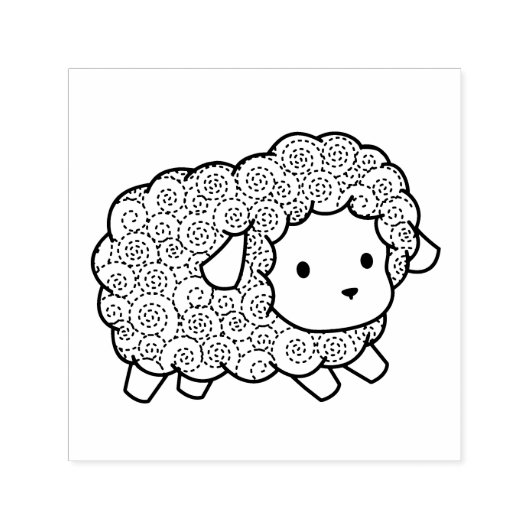 Curly Coat Little Sheep Ewe Zelfinktende Stempel (Design)