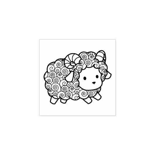 Curly Coat Little Sheep Ram 2 Rubberstempel (Afrduk)