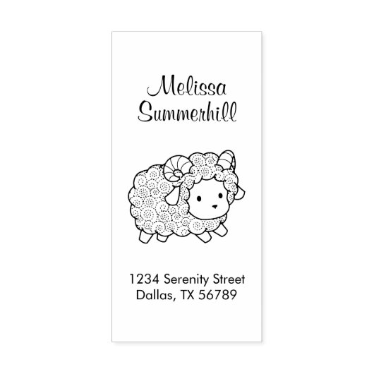 Curly Coat Little Sheep Ram Address Rubberstempel (Afrduk)