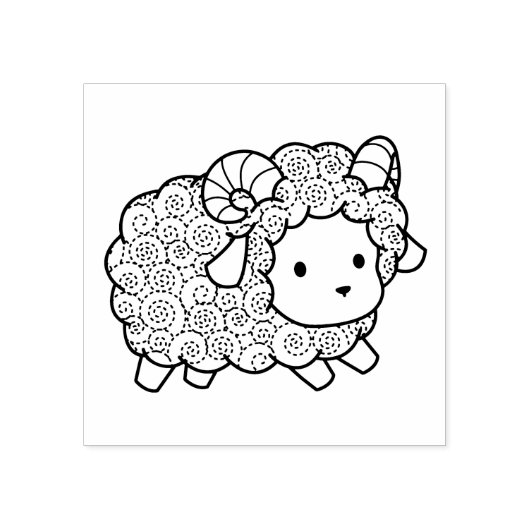 Curly Coat Little Sheep Ram Rubberstempel (Afrduk)
