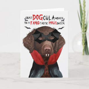 Curly Coat Retriever Grappig Count DOGcula Hallowe Feestdagen Kaart