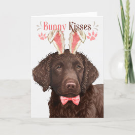 Curly Coated Retreiver Dog Bunny Oars voor Pasen Feestdagen Kaart