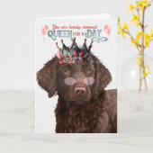 Curly Coated Retreiver Koningin Dag Grappige Verja Kaart (Gele Bloem)
