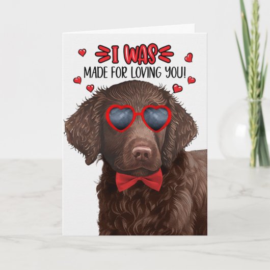 Curly Coated Retriever Dog Gemaakt voor Love Valen Feestdagen Kaart (Voorkant)
