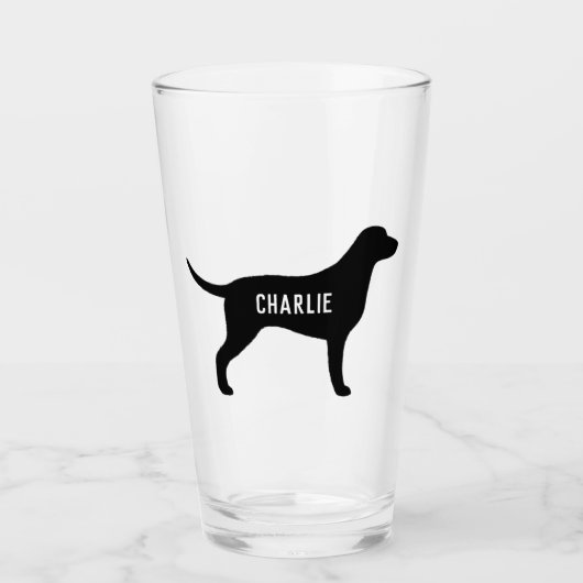 Curly Coated Retriever Dog Silhouet gepersonalisee Glas (Voorkant)