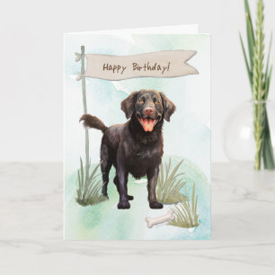 Curly Coated Retriever hond onder verjaardagsbord Kaart