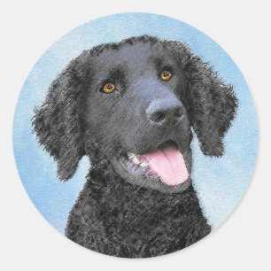 Curly-coated Retriever Painting - Original Dog Art Ronde Sticker