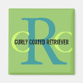 Curly Coated Retriever Ras Monogram Magneet (Voorkant)