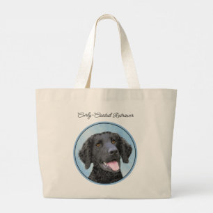 Curly-Coated Retriever Schilderen Originele Hond A Grote Tote Bag