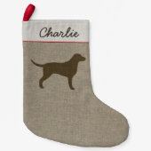 Curly Coated Retriever Silhouette Hondenras Custom Kleine Kerstsok (Voorkant)