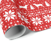 Curly Coated Retriever Silhouetten Kerstrood Cadeaupapier (Rol Hoek)