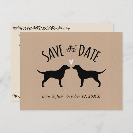 Curly Coated Retrievers Bruiloft Save the Date Aankondigingskaart (Voorkant / Achterkant)