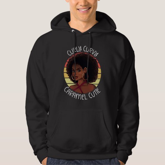 Curly Coily Curvy Caramel Cutie Black Beauty Lover Hoodie (Voorkant)