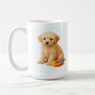 Curly Cue – Poedel Puppy met Pluche Ring Speelgoed Koffiemok
