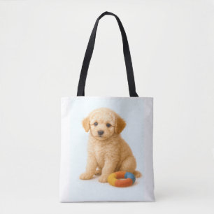 Curly Cue – Poedel Puppy met Pluche Ring Speelgoed Tote Bag